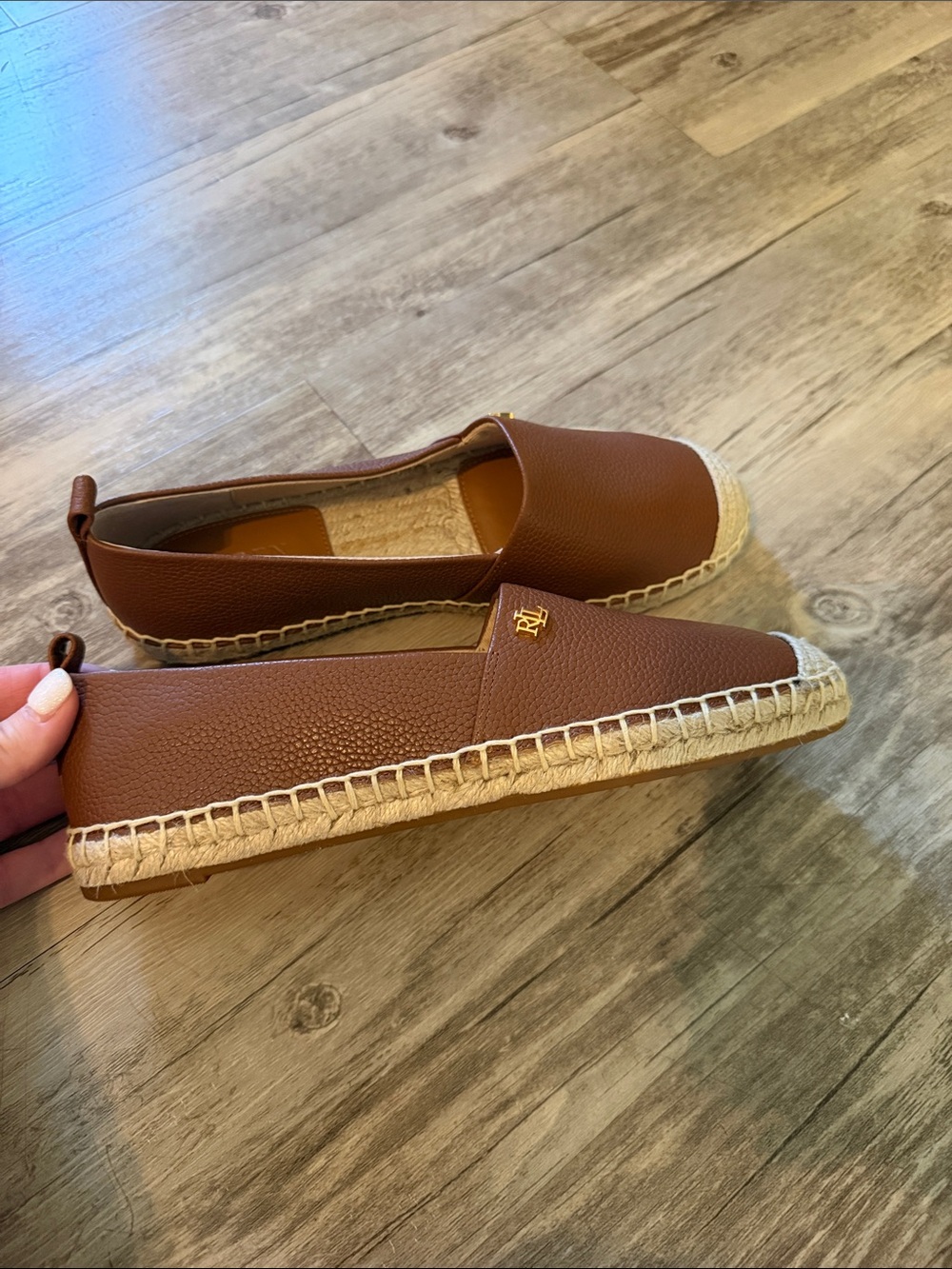 Lauren Ralph Lauren Tan Leather Espadrille Flats